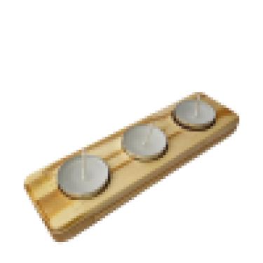 Imagem de Porta Vela Rechaud Triplo Madeira Decoração Presente