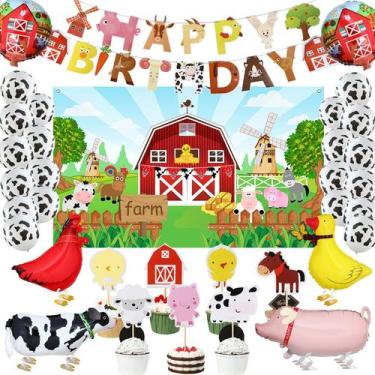 Imagem de Decorações de festa Sumind Farm Animals Cow Theme Birthday