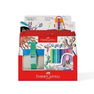 Imagem de Fine Pen Colors Shoulder Bag Faber-Castell + 10 Canetas Ponta Porosa Fina, 0.4, Sortido (Display c/ 4 unidades) - FPB/DISBZF
