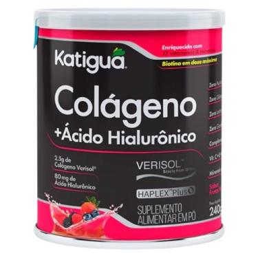 Imagem de Katiguá, Colágeno Hidrolisado Solúvel Verisol, Acido Ialurônico, Sabor Frutas Vermelhas, 240 Gramas, Preto