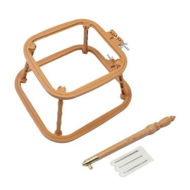 Imagem de oshhni Bastidor de bordado de mesa, suporte quadrado para agulha de perfuração, leve, bastidor para ponto cruz, para bordado para artesanato artístico, Cáqui