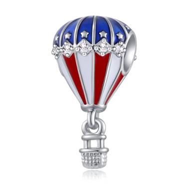 Imagem de LuxglitterLin Berloque de viagem de balão de ar quente misturado com contas de zircônia cúbica transparente compatível com pulseiras Pandora femininas