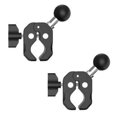 Imagem de Base de suporte de guidão com braçadeira esférica de 2,5 cm com garra para trilho de guidão de 0,5 a 1,75 polegadas de diâmetro, compatível com suportes RAM tamanho B, braço de soquete duplo de esfera