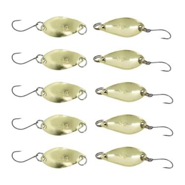 Imagem de Dnyta 10 iscas de pesca de colher para pesca de trutas, iscas de truta para água do mar e mini iscas de água doce para robalo, panfish, peixe isca, tipo de peixe (dourado)