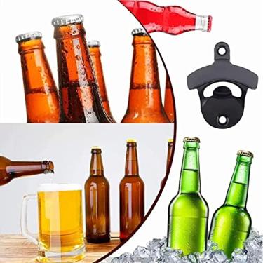 Imagem de Generic Abridor de Garrafas de Parede, Abridores de Cerveja Magnéticos Poderosos à Prova de Ferrugem Coloridos de Liga de Zinco Preto para Cozinhas