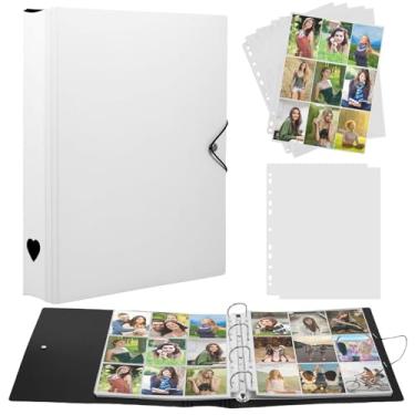 Imagem de PD Conjunto de fichário de cartão de foto portátil com 50 páginas, 9 bolsos, fichário de grande capacidade, álbum de cartão de fotos, comporta 450 cartões, anel em D, fichário de cartão de foto, livro