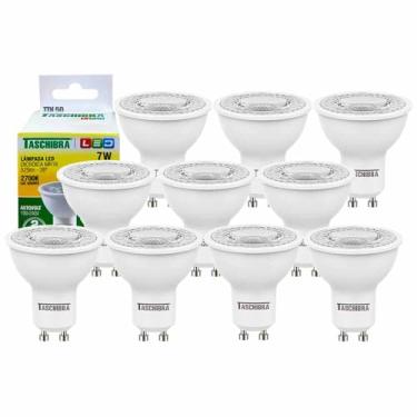 Imagem de Kit 10 Lâmpada Led Dicroica Gu10 7w 2700k Luz Quente Bivolt