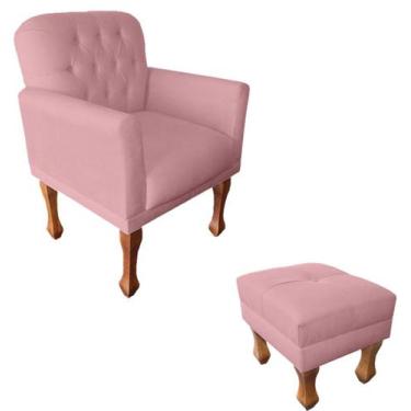 Imagem de Conjunto Poltrona + Apoio Para Pés Puff Para Recepção - Suede - Sv Dec