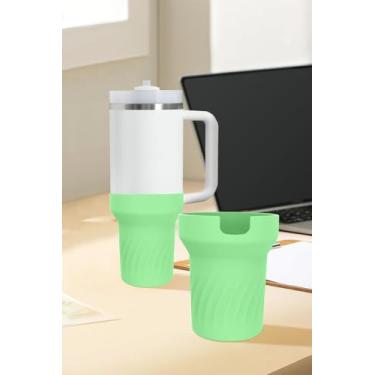 Imagem de Bota de silicone para Stanley Cup 850.5 g / 567.0 g Quencher, capa de bota com Stanley H2.0 e acessórios Quencher Adventure Tumbler (verde)