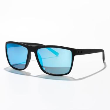 Imagem de Óculos de sol polarizados para homens, leve, armação TR90, proteção UV400, óculos de sol quadrados, Armação preta/dobradiça preta/lente espelhada azul, Lens Width: 58 Millimeters