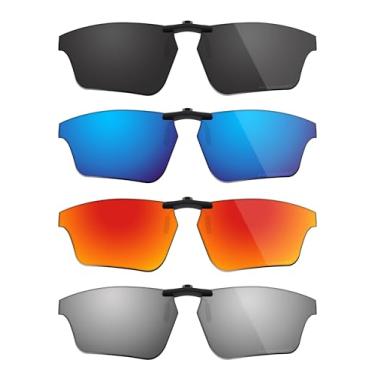 Imagem de Fiskr Óculos de sol polarizados de encaixe para Oakley Crosslink Sweep OX8031 55 mm - Proteção UV - Ajuste universal para homens e mulheres - Preto clássico e prata metálica e azul gelo e vermelho