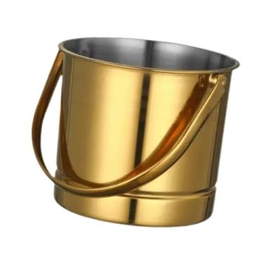 Imagem de Baoblaze Balde de gelo de 1,5 L, balde de cerveja, alça portátil com espaçador, recipiente versátil para bebidas, lanches, frango frito, barril para festa, Dourado
