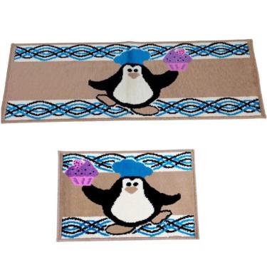 Imagem de Kit Tapete de Cozinha Veludo 2 Peças Pinguim J. Serrano