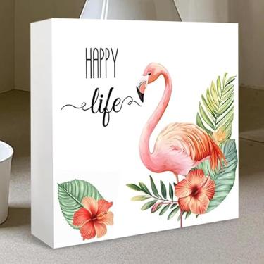 Imagem de Sinal de flamingo rosa, placas e placas decorativas de PVC branco, adequado para casa, escritório, quintal e cafeteria, ideal para Halloween, Ação de Graças, Natal