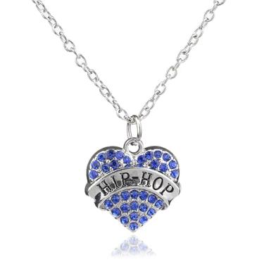 Imagem de Colar hip hop feminino com pingente de coração de cristal moderno e hip hop, presente para mulheres amigas, One Size, Aço inoxidável, Sem Pedra Preciosa