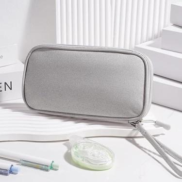 Imagem de Bolsas e estojos organizadores de cabos de viagem, bolsa de transporte de acessórios eletrônicos portátil, bolsa de armazenamento para cabo, carregador, telefone, fone de ouvido cartão SD - cinza