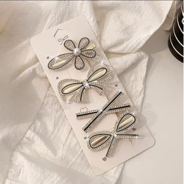Imagem de Grampos de cabelo bonitos e elegantes com laço de pérola, grampo de cabelo bico de pato, acessórios de cabelo, acessórios de cabelo, acessórios de cabelo, ferramentas de estilo presentes para meninas