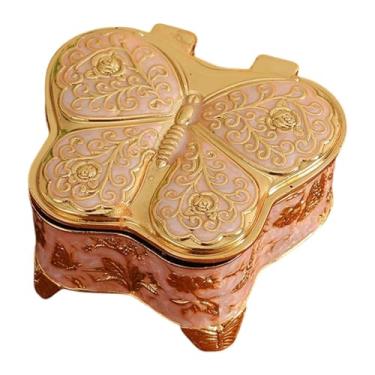 Imagem de UxicRuya Caixa de Joias em Formato de Borboleta, Estojo para Joias, Decoração para Casa, Objeto de Coleção para Mesa, Liga Metálica, Presente, Porta-joias, Org, Rosa Dourado