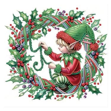 Imagem de Kits de pintura de diamante Sprite de guirlanda de Natal para adultos, kits de arte de diamante de formato especial 5D para iniciantes, pintura de strass de cristal para decoração de parede de casa
