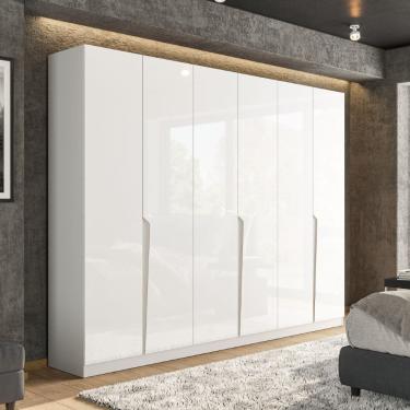 Imagem de Guarda Roupa Roupeiro 6 Portas 4 Gavetas Porto Branco Politorno Móveis