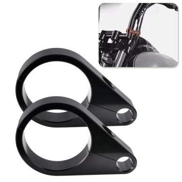 Imagem de CaBYbigG Pacote com 2 braçadeiras de cabo 3,8 cm guidão duplo acelerador cabo de embreagem braçadeira de linha de freio para Harley Yamaha preto