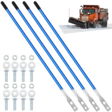 Imagem de Lasnten Kit de 4 peças de marcadores de lâmina de arado de neve de 68 cm, fio de aço, parafuso interno, guias de para-choque, alta visibilidade, fácil instalação para limpa-neve ATV (azul)