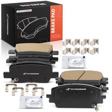 Imagem de A-Premium Conjunto de pastilhas de freio a disco de cerâmica dianteiras e traseiras compatível com modelos Kia e Hyundai - Sorento 2021-2023, Santa Fe 2021-2023, Santa Cruz 2022-2023, 8 peças