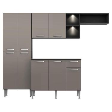 Imagem de Cozinha Compacta com Armário e Balcão com Tampo Preta - MULTIMOVEIS