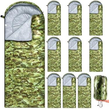 Imagem de Tranqun 10 sacos de dormir para adultos, forro de algodão, frio, clima quente, 4 estações, equipamento de acampamento, leve, impermeável, mochilão, saco de dormir para caminhadas, viagens ao ar livre