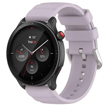 Imagem de Pulseira esportiva de 22 mm compatível com Amazfit GTR4 pulseira de silicone macio de substituição para mulheres e homens (roxa)