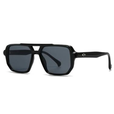 Imagem de Óculos de Sol Feminino Fashion Rivets Retro Masculino Casual Férias Polígono UV400 (C1Preto Cinza)