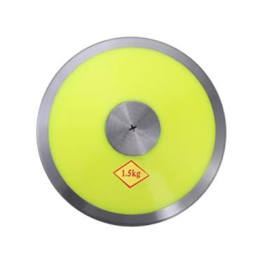 Imagem de KiBcsLic Disco de Peso de Nylon de 1,5 Kg para Treinamento Físico. Disco com Núcleo de aço, Ideal para Treinar em Parques, Universidades, Praias, Provas E Muit, amarelo