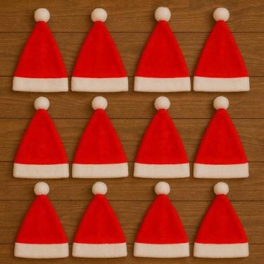Imagem de Kit 12 Gorro de Natal Vermelho Chapéu Papai Noel - Natal - dcarte