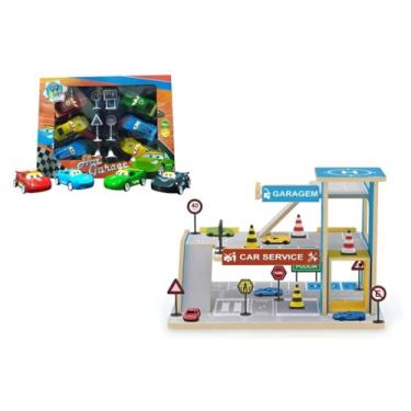 Imagem de Garagem Radical + 11 Carrinhos De Brinquedo Postinho Em Mdf