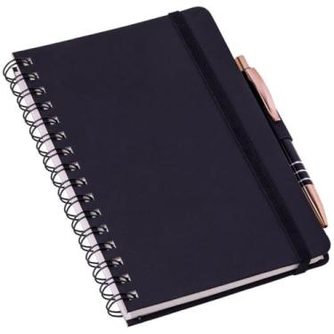 Imagem de Caderneta Tipo Moleskine SKETCHBOOK E COM PAUTA Wire-o De Couro Universitária (Preto com pauta)