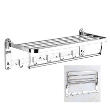 Imagem de Toalheiro Varal Roupa Suporte Inox Prateleira Gancho