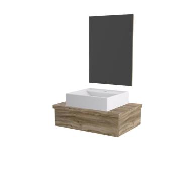 Imagem de Conjunto Bancada C-cuba Q39 E Espelheira Metrópole 601 Branco Chess Carvalho