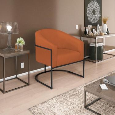 Imagem de Poltrona Decorativa Luiza Base De Ferro Preto Suede - Doce Sonho Móveis Terracota