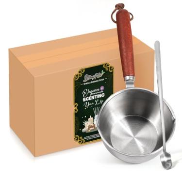 Imagem de Conjuntos de panela de derretimento de cera, potes de derretimento de aço inoxidável de 3 estilos com colheres, pote de banho de água e pote de derramamento para fabricação de velas, derretimento de