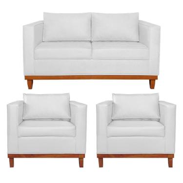 Imagem de Kit Sofá 2 E 3 Lugares E 2 Poltronas Europa 180 Cm Corano - Amarena Móveis Branco