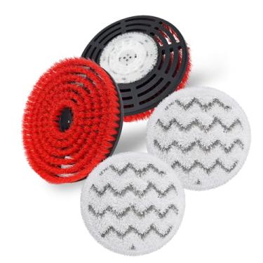 Imagem de StuyJoab 2 cabeças de escova vermelhas e 2 almofadas de esfregão a vapor cinza