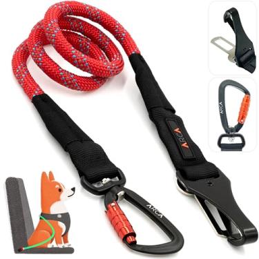 Imagem de Cinto de segurança para cães | Cinto de segurança universal para animais de estimação com corda de escalada reflexiva, mosquetão de alumínio de aviação com giro de 360° e trava automática, retenção de