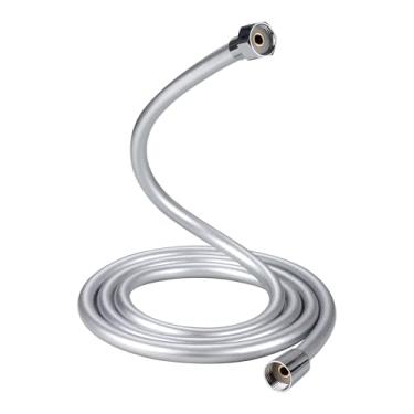 Imagem de Mangueira de chuveiro de PVC de 198 cm universal padrão BSP1/2 extensão de mangueira de chuveiro portátil mangueira de substituição longa anti-torção prata