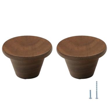 Imagem de Evionlin 2 puxadores de gaveta de madeira de nogueira de 4 cm puxadores de armário de madeira para puxadores de cômoda de cozinha ou quarto