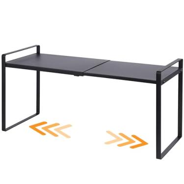 Imagem de LJHFUQHUHU Organizador de prateleira expansível para armário de despensa de cozinha embaixo da pia (preto, 21 cm P x 30 cm L x 26 cm A)