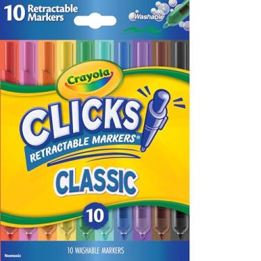 Imagem de Crayola Clicks Washable Markers with Retractable Tips, School Supplies, Art Markers, 10 Count.