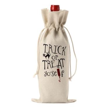 Imagem de DIENGDAED Saco de vinho de Halloween, capa de garrafa, gótico, sacolas de presente de aniversário, lembrancinhas de festa, decorações para mulheres, homens, seus amigos, degustação de vinhos, festa de