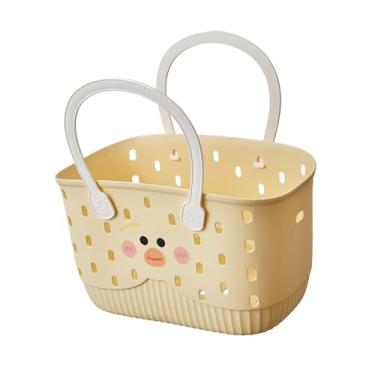 Imagem de predolo Cesto organizador de chuveiro com alças, ideal para guardar produtos de limpeza e acessórios de higiene pessoal, perfeito para camping, Amarelo