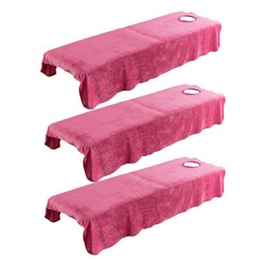 Imagem de barenx 3 lençóis planos para mesa de massagem, capa de cama facial de hotel cosmético com orifício para o rosto