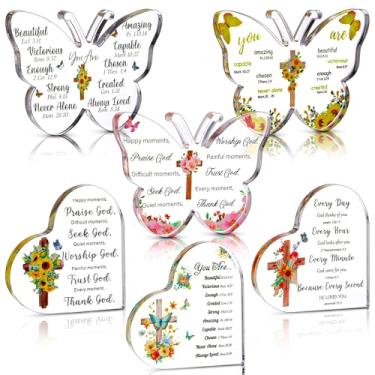Imagem de Conjunto de presentes cristãos inspiradores, decoração de versículo bíblico acrílico, lembranças de símbolo de oração de borboleta, decorações religiosas para mulheres, igreja e casa
